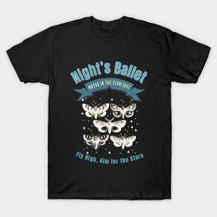 Moths Dancing in the Starry Night Sky: A Monochrome Master, Moth, art, Sfingide Acherontia atropos, with flowers, witch, Halloween, magicpiece T-Shirt